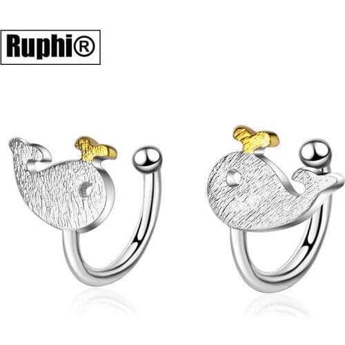 Stylish Mini whale Snowflake Moon and Stars charm Non-Pierced clip earrings fashion cute ear jewelry