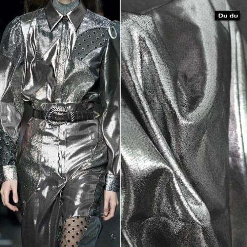 50*150cm Reflective Clothing Fabric Mirror Laser leather Thick Inelastic Matte Skin texture Design Fabric DIY