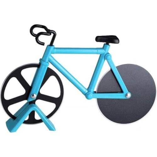 Bicycle Pizza Cutter, Stainless Steel Pizza Cutter, Non-Stick Pizza Roller, Double Pizza Cutter with Cutting Wheel