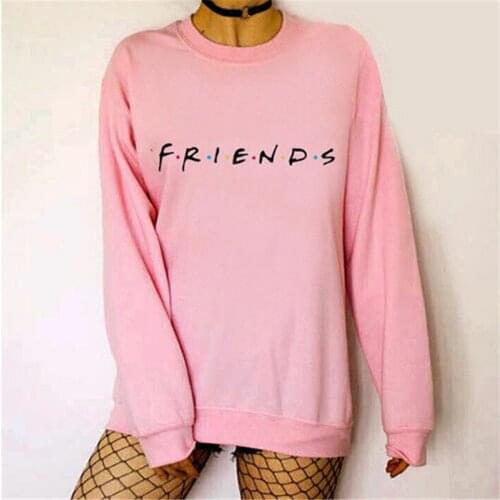 Womens Letters FRIENDS Printed Sweatshirt Long Sleeve Hoodie Sweatshirt Ladies Slouch Pullover Jumper Autumn Winter Womens Tops