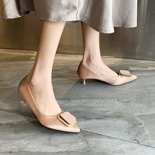 Spring 2020 Womens Heel Shoes Stylish shallow mouth comfortable inside non-slip elegant temperament Office womens shoes U22-64