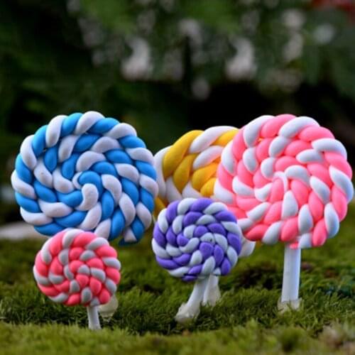 ZOCDOU 4 Pieces Fake Colorful Lollipop Lolly Sugar-loaf Mushroom Garden Cozy Rainbow Model Small Figurine Crafts Ornament Room