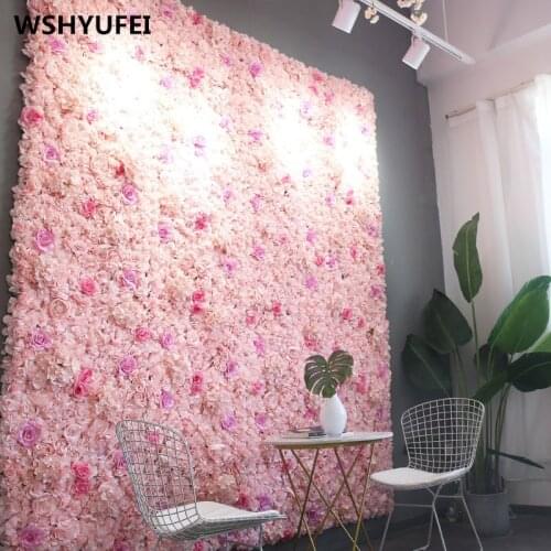 1pcs 40x60cm Silk Rose Flower Champagne Artificial Flower Wedding home Decoration Flower Wall Romantic Wedding Backdrop Decor