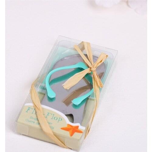 10pcs/lot Flip flop Slipper Bottle Opener grass ribbon Wedding Gift Cute Beer Opener Party Favor Gift packaging giveaway