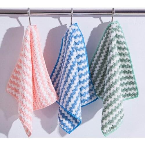 20Pcs Striped Flower Household Kitchen Towels Absorbent Thicker Microfiber Wipe Table Kitchen Towels Cleaning Dish Washing Cloth