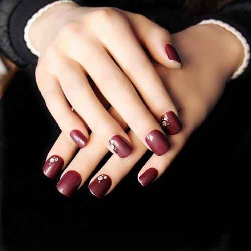 Full Sizes 24pcs Acrylic office lady Nail Tips False Nail Art With Glue Pre Designed Fake Nail Tips Artificial Nails Designs