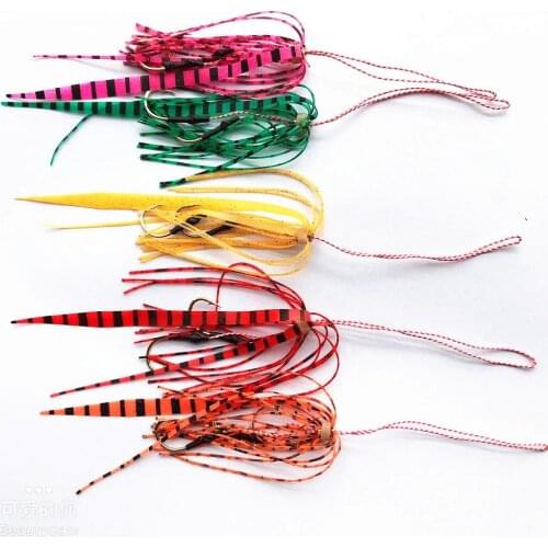 5PCS/lot JINHONGKANG Silicone Skirt with Hook High Carbon Steel Fishing Hooks Salty Rubber Fishing Lures Jigging assist hook