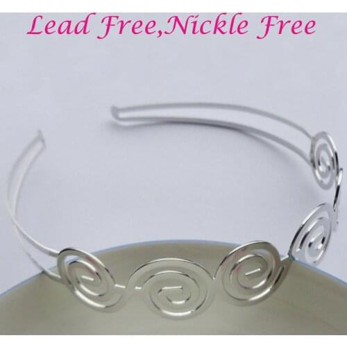 5PCS Silver Spiral pattern Plain Metal Hair Headbands women hair hoops at nickle free and lead free hairbands