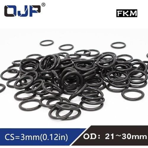 5PCS Fluorine rubber Ring Black FKM O ring Seal OD21/22/23/24/25/26/27/28/29/30*3mm Rubber O-Ring Seal Oil ORing Fuel Gaskets