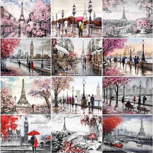 5D Diamond Painting Street Paris Landscape Full Drill Embroidery Building Art Picture Mosaic Home Wall Decor Gift Hobby Craft