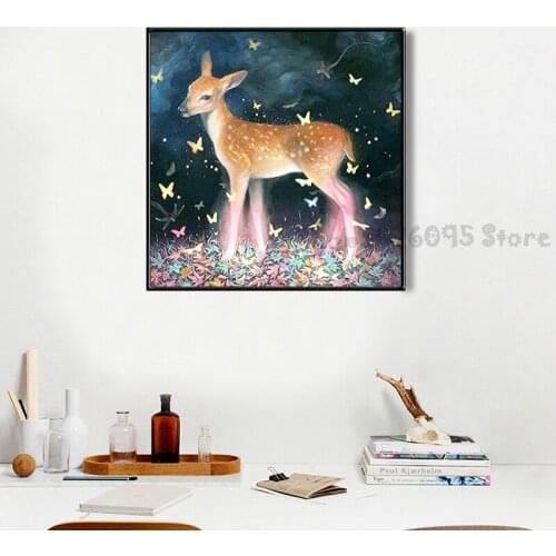 5d diy diamond painting deer butterfly full square 3d diamond embroidered rhinestone mosaic home decor kit TT5462