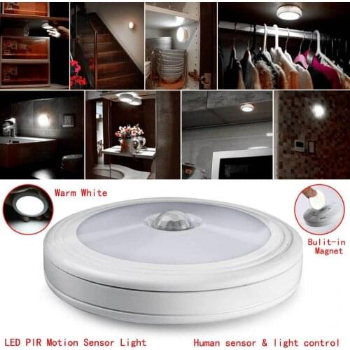 6 LED PIR Infrared Motion Sensor Night Light Under Cabinet Closet Stairs Kitchen Wall Lamp Light Auto On/Off Battery Power