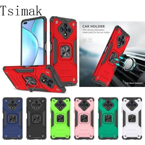 Armor Case For Infinix Zero 8 Shockproof Ring Stand Hard Back Coque for Infinix Hot 9 Pay Note 7 Lite Smart 4 Zero8 Phone Cover