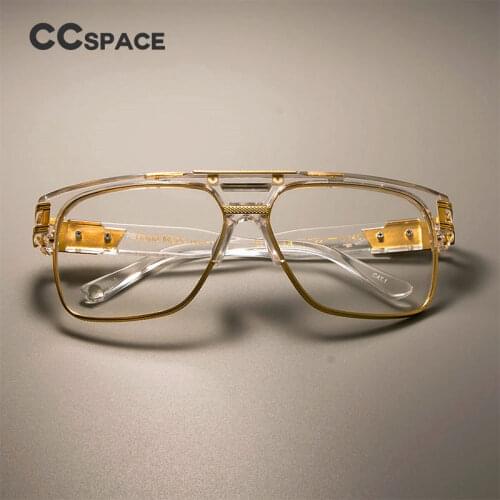 CCSPACE Gold Metal Transparent Glasses Frame Classic Retro Square Brand Designer Men Women EyeGlasses Fashion Eyewear SU108