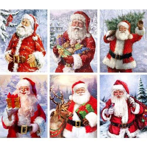 Digital painting Santa Claus picture DIY hand-painted oil painting on canvas painting Christmas gifts