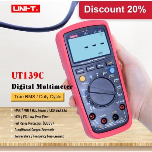 UNI-T UT139C True RMS Digital Multimeter AC DC voltmeter Ammeter Capacitance ohmmeter Frequency Temperature meter NCV/Auto range