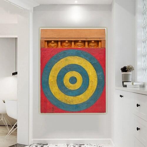Citon Jasper Johns《Target With Four Faces》Canvas Art Oil Painting Artwork Poster Picture Wall Hanging Decorations Home Decor