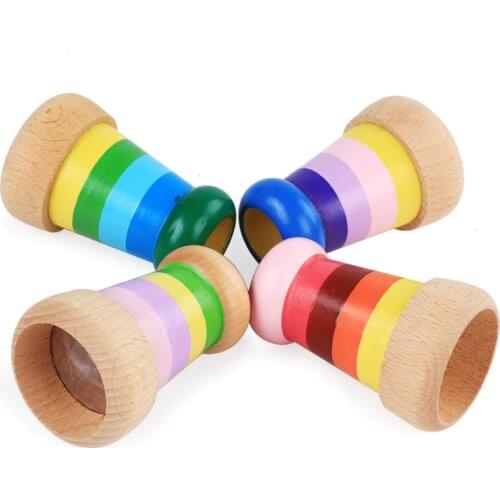 Wooden polygonal prism effect kaleidoscope childrens grip educational early childhood toys educational toys for children