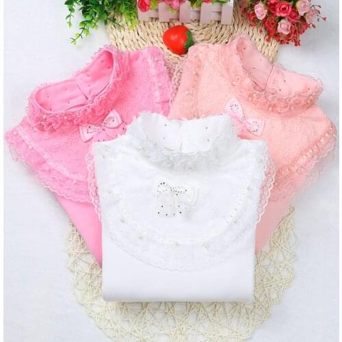 Kids Clothes 2019 Autumn Baby Girl Clothes Children Clothing School Girls Blouse Cotton Child Shirt Cute Bow Lace Blusas 2-14Y
