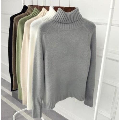 DHL 50pcs Female Autumn Winter Ultra-soft Knitted Turtleneck Sweater