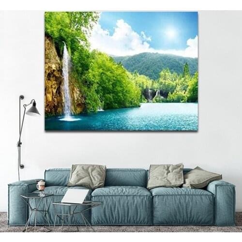 DIY colorings pictures by numbers with falls picture drawing Relief painting by numbers framed Home