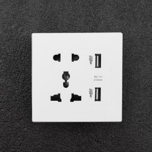 Electrical Sockets Electric Wall Charger Station Socket Dual USB Port Adapter Power Outlet Panel Power Charger Cellphone Hotel