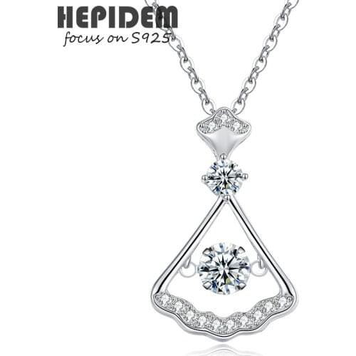 HEPIDEM 100% 0.5ct D Moissanite Pendant 925 Sterling Silver Necklace New S925 Diamond Test Passed Jewelry Women Gift H007