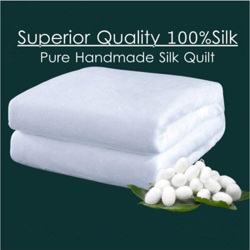 Quality 100% silk quilt, pure handmade Chinese silk quilt, combed cotton, jacquard, fabric, 3 kinds of color silk blanket