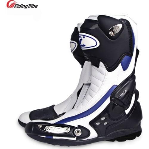 Microfiber Leather Motorcycle Riding Boots Street Moto Racing Knee Boots Motorbike Chopper Cruiser Touring Biker Shoes