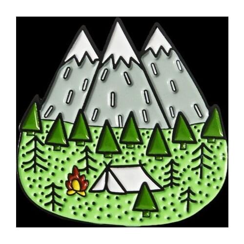 Camping Gathering Site Mountains Wood Jungle Brooch Lace Nature Forest Camping Adventure Amateur Enamel Pin Badge accessories