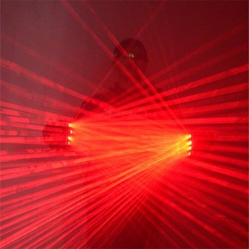 KS65 Party wear ballroom dance stage costumes 4pcs red laser heads rechargeable laser gloves disco robot men laser projector bar