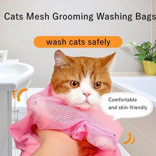 Cat Bathing Bag Cats Mesh Grooming Washing Bags Cats Washing Bags Cat Bath Cleaning Bag For Cat Anti Scratch Bite Restraint