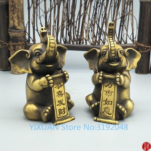 Un elefante de latón para la buena suerte en la decoración del hogar de la felicitación de Wenwan