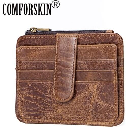 COMFORSKIN Brand Premium 100% Cowhide Leather Multi-function Coin Purse New Arrivals Men Card Wallets Hot Sales Card Holder 2018