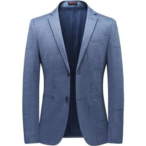 Men Casual Blazer Spring Autumn Thin Elasticity Suit Jacket Slim Business Work Party Prom Daily Life Light Blue Single Breasted
