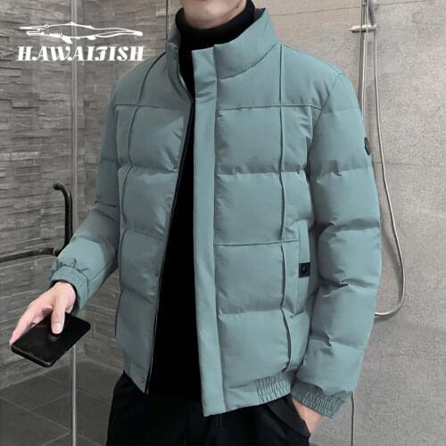 Hawaifish brand parka men 2021 new autumn and winter casual mens cotton-padded clothes high quality stand-up collar jacket
