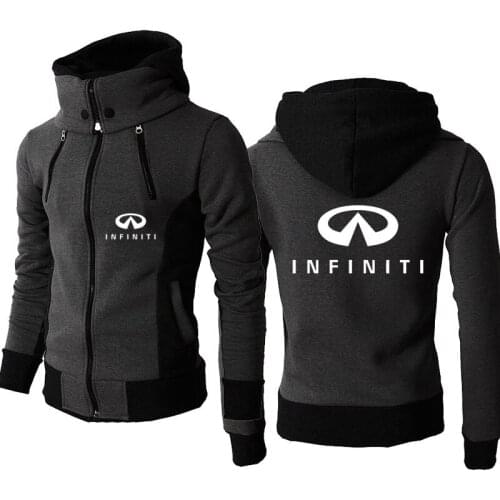 Autumn Winter Hot sale mens Hooded jackets Infiniti car logo anime Print Solid color Harajuku Casual Thicken Mens sportswear