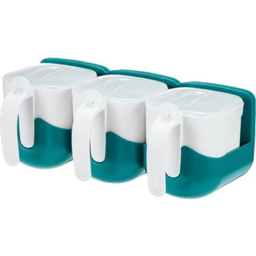 Wall-Mounted Seasoning Storage Box Salt Container Jar with Spoon Kitchen Spice Storage Container