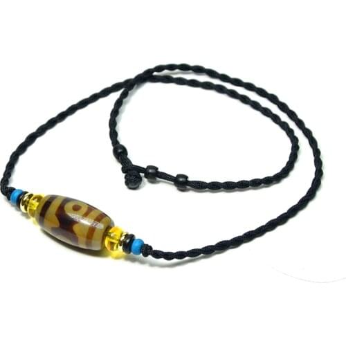 New agate beads hand-knit womens short necklace, simple buckled 3 eye DZI amulet necklace,Free Shipping