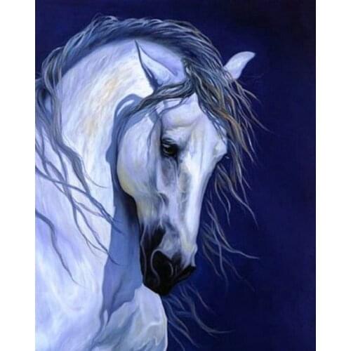 New 5D DIY Diamond Painting Horse Full & Round Diamond Embroidered Diamond Cross-stitch Rhinestone Mosaic Painting Horse PB68