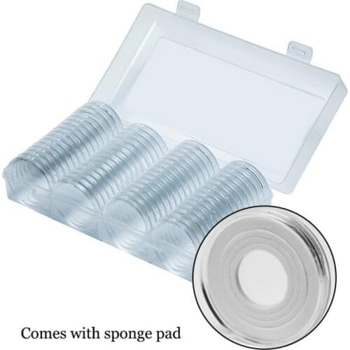 Coin Cases Capsules Holder 60Pcs/Lot Clear Plastic Round Storage Box Coin Protector Case Clear Storage Box Collection Coin Case