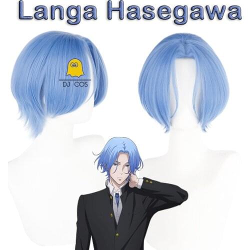 Langa Hasegawa Cosplay Wig Light Blue Anime SK8 the Infinity SK Eight Short Wig Heat-resistant Fiber Hair + Wig Cap Role Play