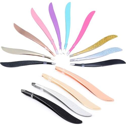 Newest Stainless Steel Eyebrow Tweezers Eyelashes Hair Removal Slanted Puller Eye Brow Trimmer Makeup Beauty Tools