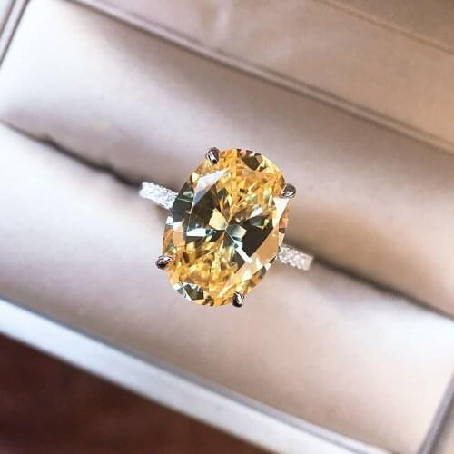 Charms Womens 925 Sterling Silver Wedding Rings 9*13MM Big Gemstone Topaz Pink Quartz Lab Diamond Engagement Party Ring Jewelry