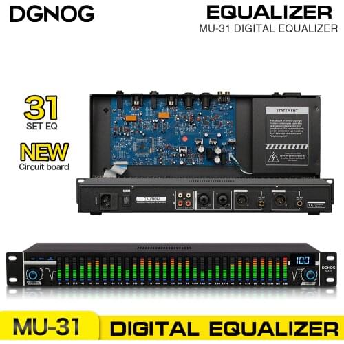 DGNOG MU-31 Professional Digital Equalizer 31-Band Stereo Digital Effect LED Graphic Equalizer Controller Audio Processor