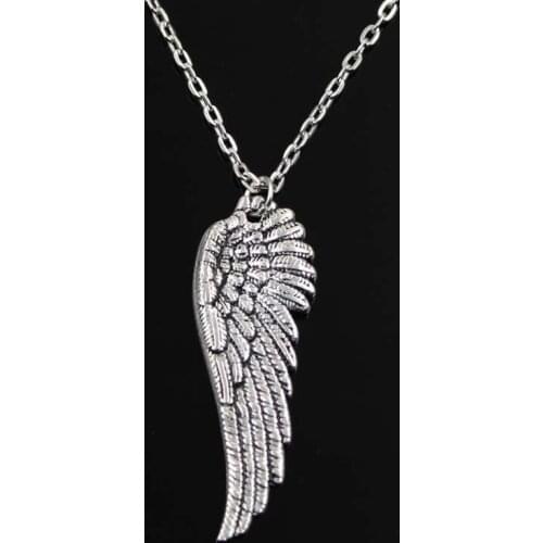 Simple Classic Fashion Angel Wings Antique Silver Color Pendant Girl Short Long Chain Necklaces Jewelry For Women