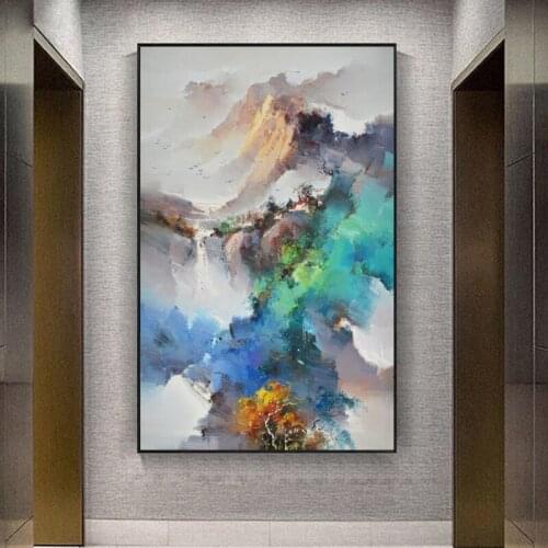 Modern Abstract Landscape Mountain Oil Painting on Canvas Posters and Prints Wall Art Pictures for Living Room Decor No Frame