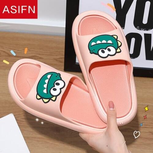 ASIFN Summer Slippers Cartoon Animation Shoes New Cute Crocodile Home Slippers Women Indoor Ladies Non-slip Girls Slides Men