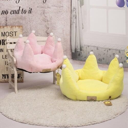 Warm Dog Beds for Small Dogs Cute Crown Pet Nest Soft Cotton Puppy Bed Cushion Breathable Princess Style Teddy House