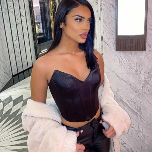 Women Sexy Tube Top Summer Strapless Slim Fit Bandeau with Back Lace Up Closure Fashion Bustier Corset Clubwear